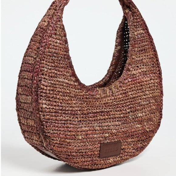 NWT STAUD Moon Raffia Bag, Mahogany - Picture 2 of 5